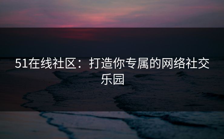 51在线社区：打造你专属的网络社交乐园